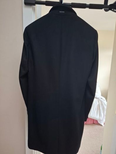 Boss H-Hyde Gents/Men's Wool & Cashmere Blend Black Overcoat.