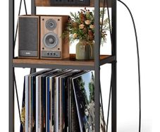 NEW SALE Record Player Stand with Charging Station, 3 Tier End Table with Vinyl Record Storage, Record Player Table with Storage, Turntable Stand for Vinyl Player in Living Room Bedroom