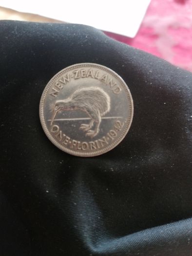 1942 New Zealand Silver One Florin Coin