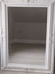 Ornate white large mirror