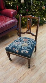 Edwardian Inlaid Nursing / Feeding Chair on Castors