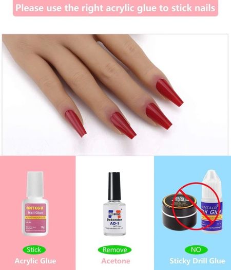 Silicone Practice Hand for Acrylic Nails,Flexible Female Mannequin Hand with Stand Soft False Fake Hands for Nail Training Manicure with 100pcs Practice Nail Tips and 3pcs Professional Nail File LEFT/RIGHT HAND AVAILABLE (FREE POSTAGE)
