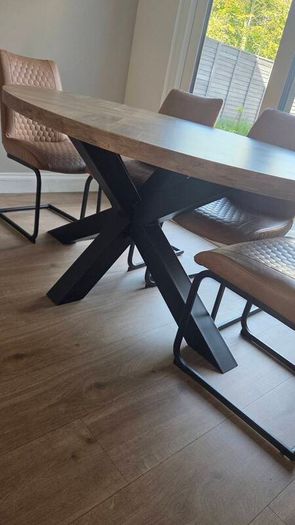 Ez Living Oval Rustic Oak Dining Table and Chairs