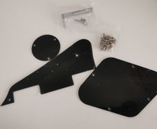 Set of LP Pickguard/Control Backplate/Selector Switch Cover/Toggle Switch Ring/Chrome Bracket/Mounting Screws, Black