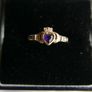 Vintage 9Ct Yellow Gold 375 Amethyst Claddagh Ring size K  1,83g Image 4