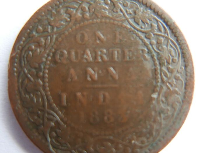 British India 1883 Queen Victoria Quarter Annas