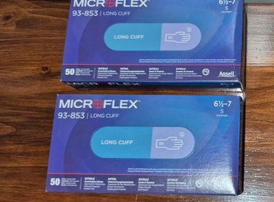Ansell Microflex 93 853 Heavy Duty Nitrile Gloves 2 x Boxes of 50 Size S