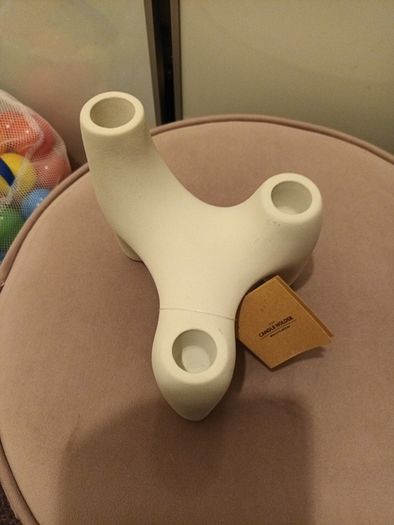 Cream ceramic 3 candle holder