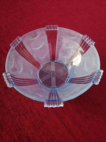 Art Deco Frosted Blue Glass Bowl