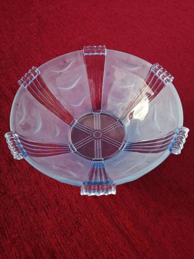 Art Deco Frosted Blue Glass Bowl