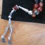 Semi-precious Brown Onyx Agate Prayer Beads with Silver Accents x33 Image 4
