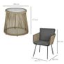 3 PCS Webbed Wicker Rattan Patio Furniture Conversation Bistro Set 2 Chairs 1 Coffee Table w/ Metal Legs for Garden, Backyard, Deck Image 6