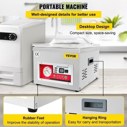 Chamber Vacuum Sealer, 260W Sealing Power, Vacuum Packing Machine for Wet Foods, Meats, Marinades and More, Compact Size with 25.9 cm Sealing Length, Applied in Home Kitchen and Commercial Use