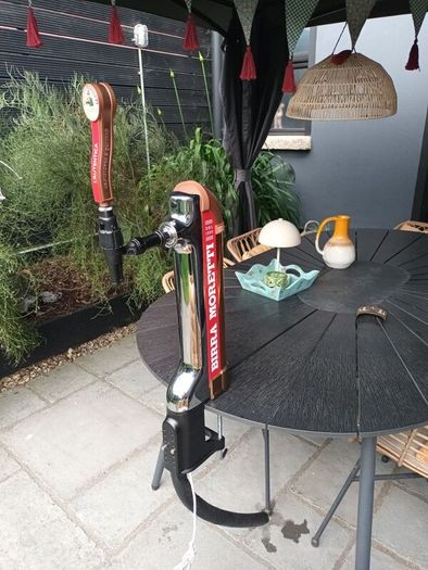 Birra Moretti Beer pump complete with drip tray and bracket.Will need a 24v transformer to light it.