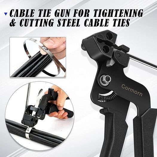 Cable Tie Cutter Gun - Stainless Steel Crimper Tensioning and Cutting Cable Tie Tool, Metal Zip Tie Wrap Fasten Gun Pliers for Stainless Steel Cable Ties