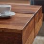 Handcrafted Solid Sheesham Wood Coffee Table with Storage Shelf. Image 2