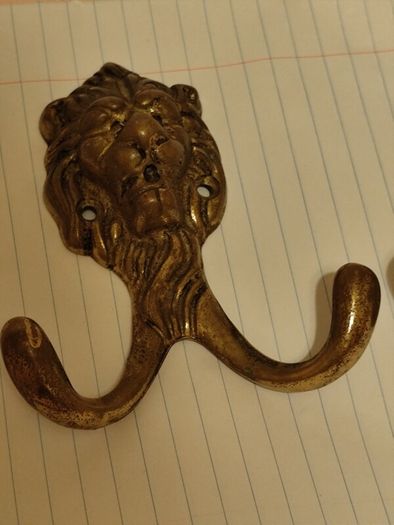 Lion Head Hooks Hangers Antique Brass