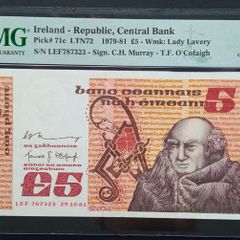 Ireland | 1981 | 5 Pounds | P.71c | Lef 787323 | Gem Unc 66 Epq