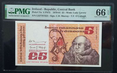 Ireland | 1981 | 5 Pounds | P.71c | Lef 787323 | Gem Unc 66 Epq