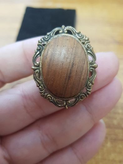 Vintage wooden core brooch