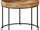 Coffee Table Solid Mange Wood and Steel 50x40 cm
