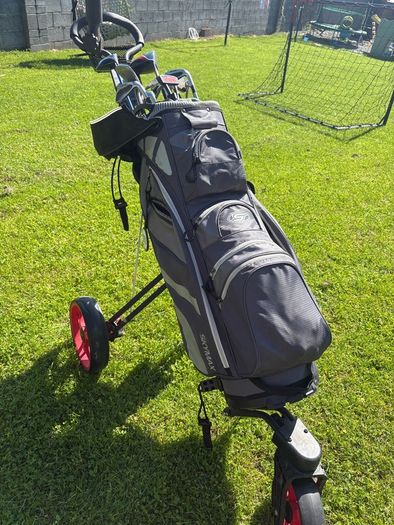 Full set of golf clubs, driver, bag & trolley