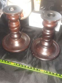 This is a Beautiful Vintage Pair of Dark Wood Barley Twist Candlesticks in lovely condition. Ready for any Table