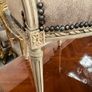 Carved wood chair with sacking material Image 4