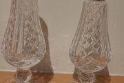 Vintage Silver Lismore Waterford Crystal salt and pepper set. Silver tops