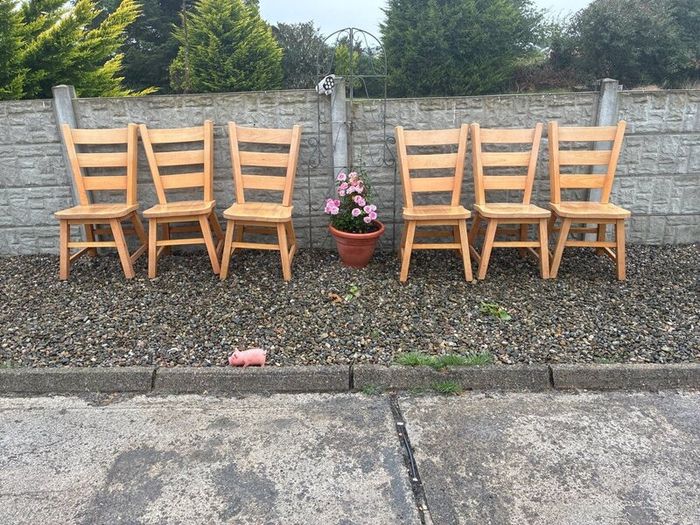 Oak Finish Solid Wood Dining set Table & Chairs