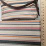 Fossil Striped Canvas & Leather Hobo Bag + Matching Zip Wallet Set Image 7