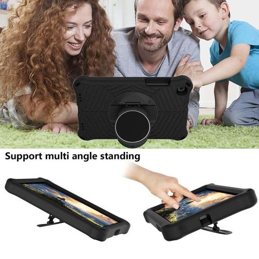For Samsung Galaxy Tab A9 Spider King EVA Protective Case With Adjustable Shoulder Strap & Holder Black