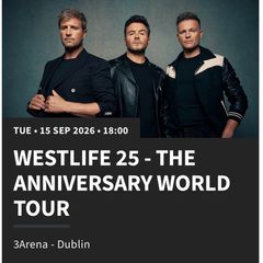 4 Standing Westlife tickets 15 Sep
