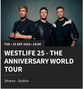 4 Standing Westlife tickets 15 Sep