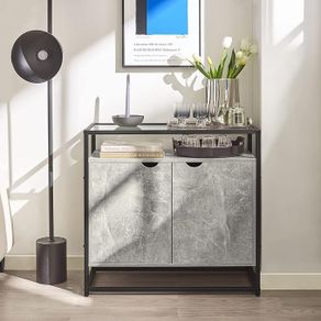 Console table with glass top and doors Sideboard Cabinet