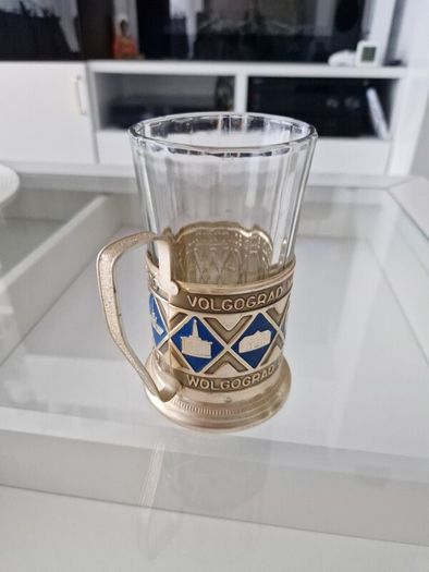 Ussr cup holder with glass