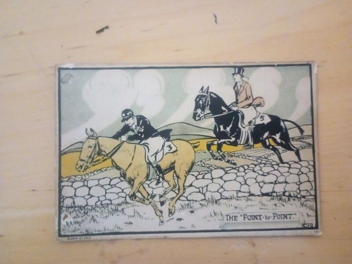 Rzadka rycina Cluna Studio Dublin nr 19 "The Point-to-Point" - M. O'Keefe (ok. 1925-1940)