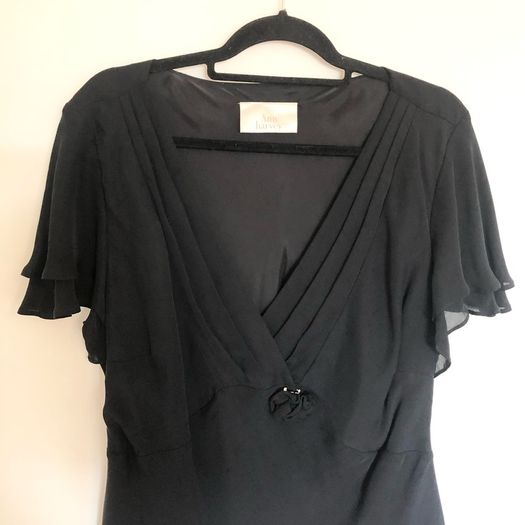Ann Harvey short sleeve black silk blouse UK22