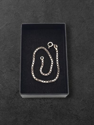 925 Vintage Italian Sterling Silver Box Chain Bracelet