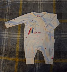 UpTo3Months, Joules Little Star Zip Up Footless Sleepsuit