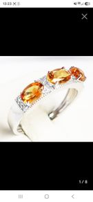 Gold ring 14kt white gold citrine stones