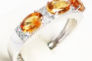 Gold ring 14kt white gold citrine stones