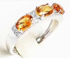 Gold ring 14kt white gold citrine stones