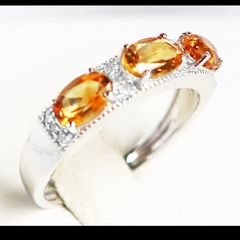 Gold ring 14kt white gold citrine stones