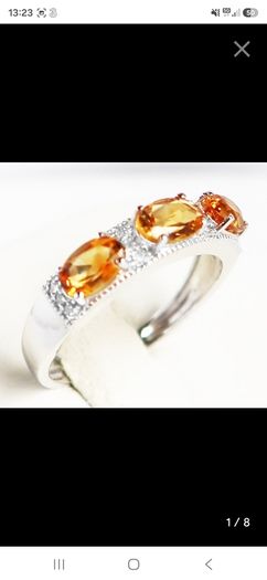 Gold ring 14kt white gold citrine stones