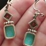Vintage 925 Sterling Silver Peridot and Natural Turquoise Earrings. Image 3