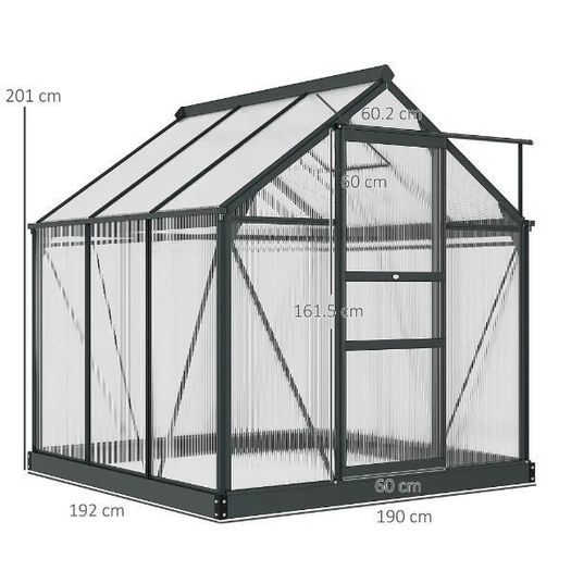 Large Walk-In Polycarbonate Greenhouse 6 x 6ft