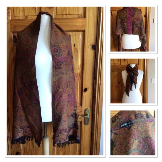 Orange Rust Tones Large Wool Blend Krish Shawl Scarf 70" x22" including postage