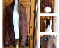 Orange Rust Tones Large Wool Blend Krish Shawl Scarf 70" x22" including postage