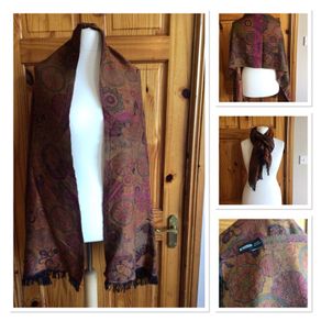 Orange Rust Tones Large Wool Blend Krish Shawl Scarf 70" x22" including postage